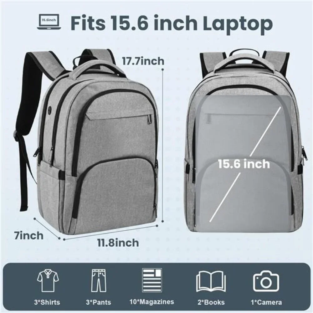 Women's Grey Laptop Backpack with USB Charging Port